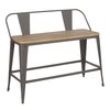 Lumisource Oregon Counter Bench in Grey Metal and Bamboo BC26-OR GY